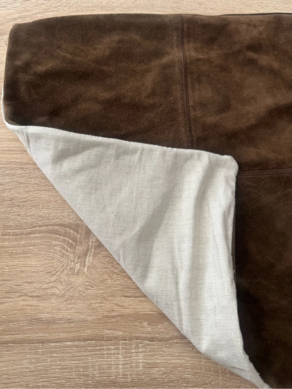 Quince Pieced Dark Brown Suede & Linen Pillow Cover 20x20